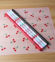 Papier d'emballage pour fleurs en papier coréen semi-transparent doux et mat à imprimé cerise, imperméable, pour la fête de la Saint-Valentin Qixi