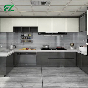 Moderno y Lujoso <span class=keywords><strong>Armario</strong></span> Modular con Sistema de Almacenamiento Desplegable, Juego de Gabinetes de Cocina de Aluminio - Product Image 1