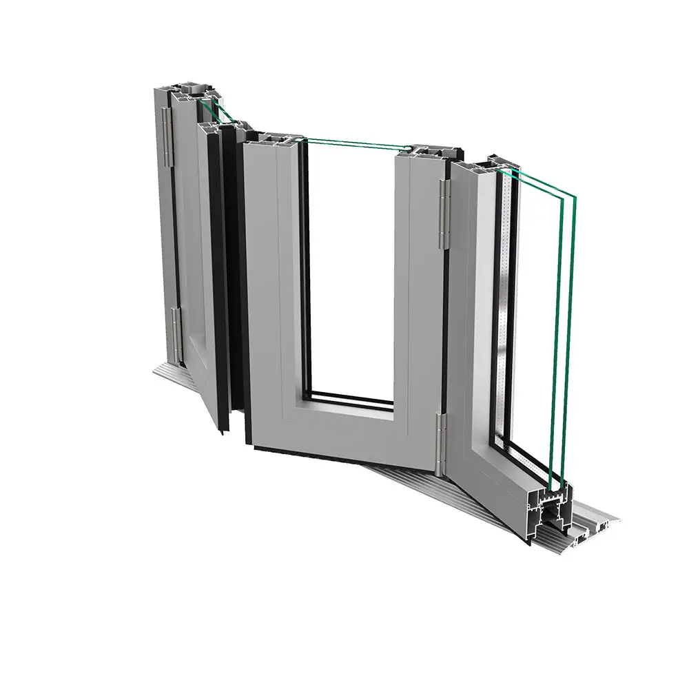Impermeable al aire libre plegable con persianas de aluminio puertas de vidrio templado de aluminio puerta Bi Doble