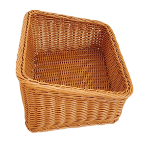 टिकाऊ हाथ से बुने पोली रतन टोकरी आयताकार स्लपिंग ब्रेड डिस्प्ले टोकरी भंडारण बास्केट - Product Image 4