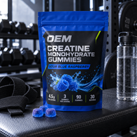 Gummies de créatine monohydrate personnalisées OEM/PL, faibles en glucides, à croquer, pour le soutien de la force avant l'entraînement, sans édulcorants artificiels