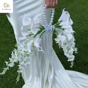 Bouquet <span class=keywords><strong>de</strong></span> mariée <span class=keywords><strong>de</strong></span> luxe en perles, fleurs artificielles faites à la main, bouquet <span class=keywords><strong>de</strong></span> perles blanches pour la mariée, décoration <span class=keywords><strong>de</strong></span> mariage - Product Image 2