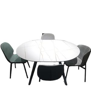 <span class=keywords><strong>Set</strong></span> tavolo da pranzo estensibile in pietra sinterizzata bianca salvaspazio per mobili da cucina - Product Image 1