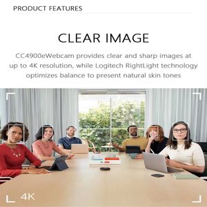 Caméra de vidéoconférence d'affaires Logitech CC4900e 4K Streaming en direct Grand angle <span class=keywords><strong>Zoom</strong></span> 15x sans perte avec caméra Microphone - Product Image 5