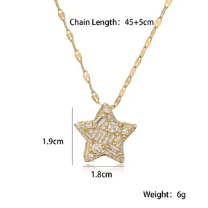 Collane con Ciondolo a Forma di <span class=keywords><strong>Stella</strong></span> e Cuore in Rame con Zirconia Cubica AAA Lucida RINHOO, Gioielli Delicati per Donne e Ragazze, <span class=keywords><strong>Regalo</strong></span> all'Ingrosso - Product Image 6