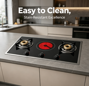 Table de cuisson encastrable élégante à <span class=keywords><strong>3</strong></span> brûleurs |    Gaz + Infrarouge, Verre Trempé, Caractéristiques de Sécurité pour les Cuisines Modernes - Product Image 4