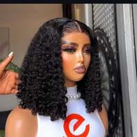 Perruque frontale HD sans colle en cheveux humains bruts bouclés birmans, coupe courte bob, avec ligne de cheveux naturelle, vente en gros, pour usage quotidien et mode