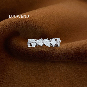 Anillo de Diamantes Naturales Reales de Oro Blanco de 18K LUOWEND para Mujer - Product Image 1