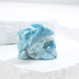 Scultura di Delfino in Larimar Naturale, Pietre Intagliate di <span class=keywords><strong>Alta</strong></span> Qualità in Larimar Blu, Grande Decorazione a Forma di Delfino in Larimar - Product Image 5
