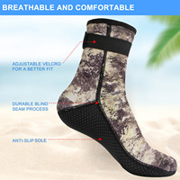 Kaus Kaki Pantai Neoprena Hangat dengan Sol Anti Selip, Kaus Kaki Selam dengan Tali Pengikat yang Dapat Disesuaikan Motif Kamuflase untuk Berjalan di Terumbu Karang & Berselancar