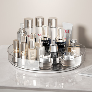 Rotating Cosmetic Storage Box Pet Material Silent Turntable For Bathroom Bedroom Desktop Makeup Organizer <b>Small</b> Large Size - Product Image 1