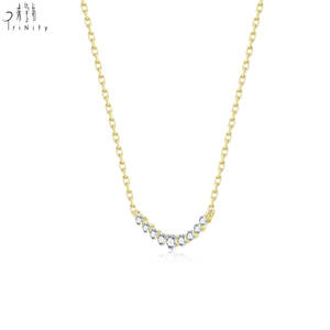 Collar con Colgante de Diamantes Naturales Reales de Oro Sólido de 18K, Diseño de Sonrisa Curva Elegante de Alta Calidad, Joyería Fina para Uso Diario de Mujer - Product Image 2