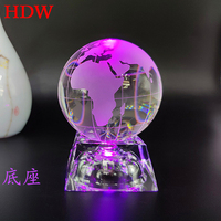 Globo Terráqueo Decorativo de Cristal K9 con Mapa del Mundo, Grabado Láser 3D, Logotipo Personalizado, Luminoso, para Regalos Empresariales