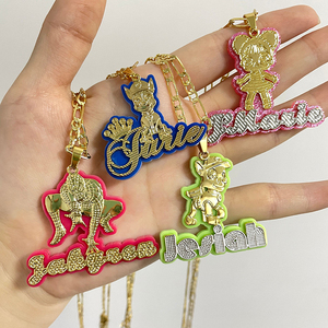 Personaggio dei cartoni animati personalizzato <span class=keywords><strong>per</strong></span> bambini gioielli <span class=keywords><strong>per</strong></span> adulti nome personalizzato collana pendente <span class=keywords><strong>per</strong></span> donne ragazze - Product Image 5