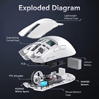 ATTACK SHARK X11 Mouse Gaming Nirkabel Tri-Mode 63g Ringan RGB dengan Dock Pengisian Daya Magnetik 22000 DPI untuk PC Mac Gamer