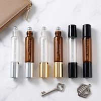 Flacon de parfum en verre rechargeable à double embout de 10 ml, vaporisateur et roll-on, conteneur de voyage, atomiseur portable transparent ambré, logo personnalisé