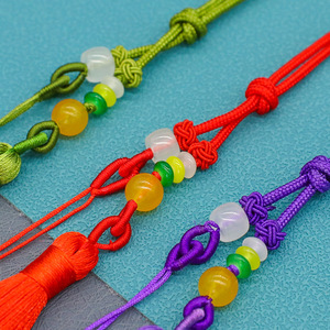 Colgante de Borla Tejido a Mano con Cuentas de Ágata, Estilo Bohemia, Unisex, con Asa de Cuerda Decorativa - Product Image 3