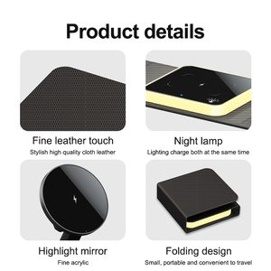 Cargador inalámbrico <span class=keywords><strong>3</strong></span> en 1 plegable de nuevo diseño para iPhone 15 Pro Max dormitorio luz nocturna resaltar espejo exterior banco de energía tendencia - Product Image 3