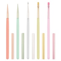 Lot de pinceaux à ongles professionnels en nylon flexible anti-chute avec tube en cuivre pour application de gel lisse en salon de manucure