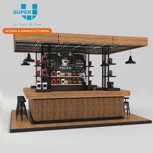 Centre commercial de kiosque de café en bois de conception de kiosque de café extérieur de style de mode