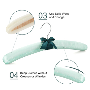 Cintres rembourrés en satin doux, design nœud vert menthe, pour tissus délicats, vêtements de mariée et organisation de placard - Product Image 6