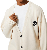 Cardigan en laine premium pour homme avec broderie de logo personnalisé, veste en tricot grande taille pour l'automne et l'hiver, streetwear
