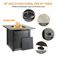Junsky Table et chaises professionnelles de 30 pouces pour le feu au propane pour l'extérieur avec cheminée intégrée Table en céramique Mesa De Fuego
