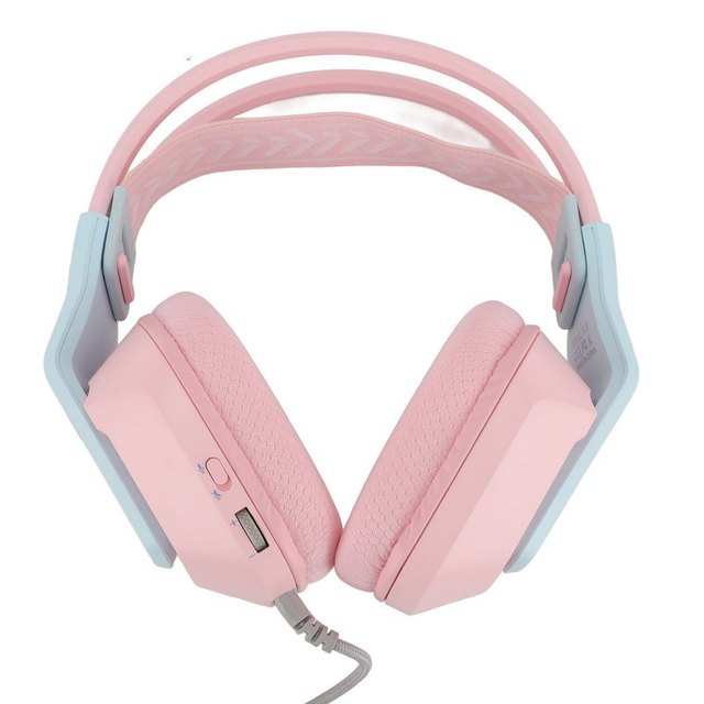 Wired Gaming Headset Memory Foam Ear Cushions Adjustable Headband Gaming Headset with Mic for PC Laptop Game Console Roseate