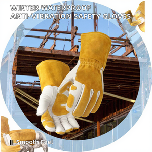 Guantes de Seguridad de Algodón Azul con Recubrimiento de Espuma de Látex de Doble Capa, Textura Suave, Impermeables, Antivibración, Cálidos para Invierno - Product Image 3