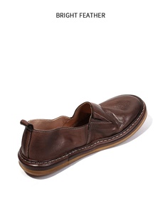 BRIGHT FEATHER Zapatos de Pescador Italianos Hechos a Mano en Cuero de Caballo, Mocasines Casuales de Verano para Hombre, Transpirables, Sin Cordones, con Forro de Suela Suave - Product Image 2