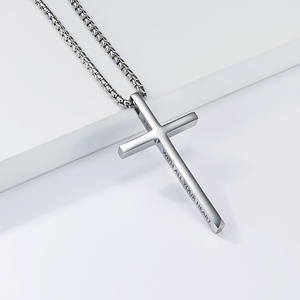 Collar unisex con cruz de acero inoxidable, colgante bíblico inspirador, cadena de regalo, joyería - Product Image 4