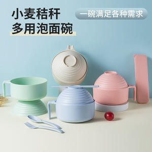 Blue Round Disposable <b>Bowl</b> With Handle And Lid <b>Large</b> Capacity For Camping And Dorm Use - Product Image 4