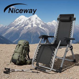 Silla Reclinable Plegable Personalizada Tipo Luna con Gravedad Cero, Portavasos Metálico, para Exteriores, Parque, <span class=keywords><strong>Tumbona</strong></span> con Reposacabezas y Almohada - Product Image 1