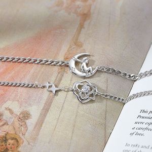 Sweet Women's Silver Plated and the Rose <b>Couple</b> <b>Bracelet</b> Romantic Creativity Valentine's Day Jewelry Gift - Product Image 3