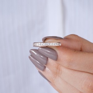 Elegant Rose Gold Channel Set <b>Diamond</b> <b>Ring</b> for Women Slim Wedding Band Minimalist Bridal Jewelry Fashion Finger <b>Ring</b> - Product Image 2