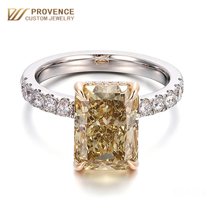 5.06carat Fancy Vivid yellow Radiant Cut lab grown diamond engagement <b>ring</b> custom <b>two</b> tone gold Set with large diamond <b>rings</b> - Product Image 1