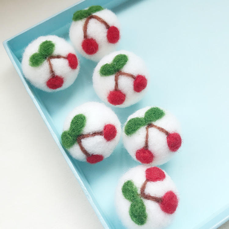 Wool Felt Christmas Cherry Ball Crafts Animal Accessories Children's Hair Accessories Brooch Clothing Shoe Hat Decoration