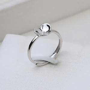 แหวนเงินแท้ S925 ลายดอกไม้เรียบง่าย แบบเปิด สำหรับผู้หญิง พร้อมไข่มุก DIY อุปกรณ์เสริม ขนาด 8-9  ฐานเปล่า รูปทรงเลข 197 - Product Image 4