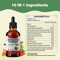 Gouttes liquides de berbérine en marque privée OEM/ODM, sans sucre, végétaliennes, personnalisables 30-120 ml pour adultes