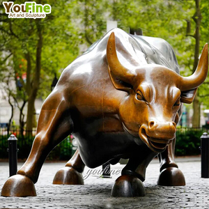 Sculpture de taureau en bronze grandeur nature pour extérieur, grande statue de taureau de Wall Street en métal moulé pour jardin et parc - Product Image 5