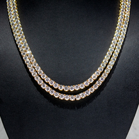Collier Chaîne Tennis Hip Hop Iced Out en Argent Sterling 925 avec Moissanite Couleur D VVS, Style Rappeur, Bijoux de Luxe