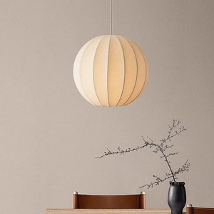 Lampe suspendue ronde de 40 cm en <span class=keywords><strong>tissu</strong></span> de soie artificielle blanche faite à la main, luminaire suspendu pour cuisine, salon, chambre, hôtel - Product Image 5