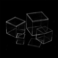 Boîte de rangement transparente anti-poussière en plastique alimentaire de qualité alimentaire, épaisseur 2 mm, petite, carrée, avec couvercle, boîte à bonbons en PS