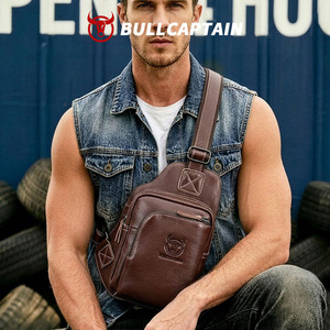Bolso Bandolera de Cuero Genuino de Alta Calidad BULLCAPTAIN con Logotipo Personalizado, Estilo Vintage, Impermeable, para Hombre - Product Image 2
