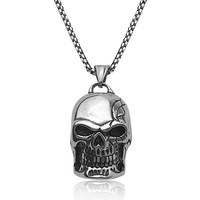 Pendentifs en acier inoxydable pour femmes et hommes, style rétro, motif de crâne et de serpent, charme rond, bijoux punk tendance, vente en gros