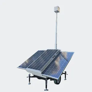 Battery power solar light tower manual mast led light