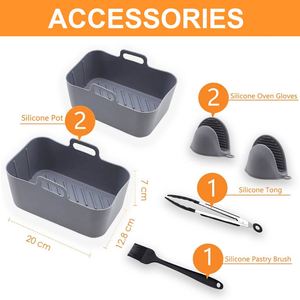 Accessoires de friteuse à air de haute qualité : Panier et 2 doublures en silicone pour friteuse à air double avec séparateurs - Product Image 4