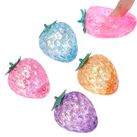 Jouet Squishy en TPR 2,5 pouces, motif Fraise Poudre d'Or, à remontée lente, doux, anti-stress, pour enfants et adultes, vente en gros