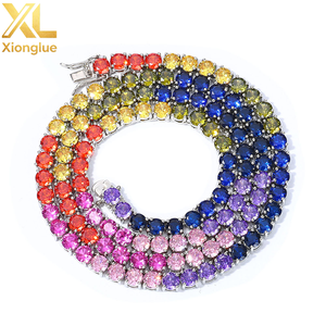 5mm Shiny Zircon Iced Tennis <b>Chain</b> Necklace Colorful Gemstone Hip Hop Jewelry Fashionable Necklace - Product Image 2