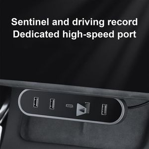 Glovebox พอร์ตฮับ USB สำหรับ Tesla รุ่น3ตัวแยก2020 2024ตัวเสียบ5พอร์ตตัวแยก USB สำหรับเกมนำร่องร่วม - Product Image 3